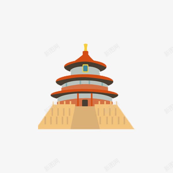 红色楼塔古建筑png免抠素材_88icon https://88icon.com 中国风 创意 卡通 古建筑 手绘 旅游 楼塔 红色