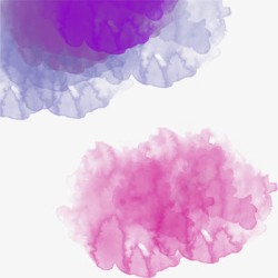 手绘粉紫色水彩墨迹素材