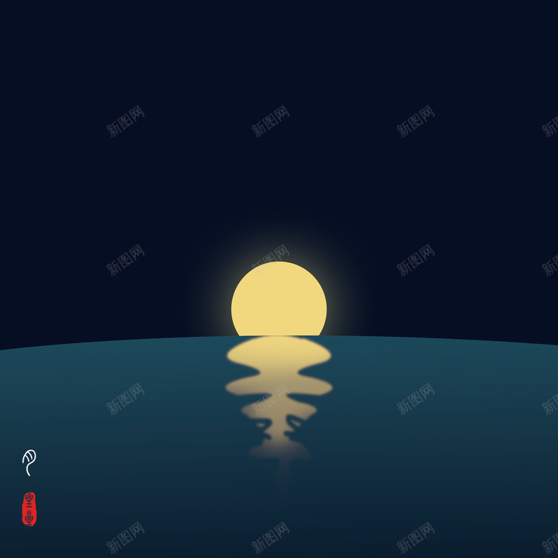 黑夜里的月亮jpg设计背景_88icon https://88icon.com 光影 月亮 湖水 黑夜