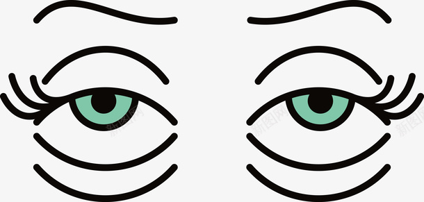 运动装美女眼睛卡通可爱眼睛矢量图图标图标