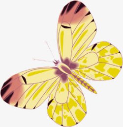 黄色卡通唯美手绘蝴蝶素材