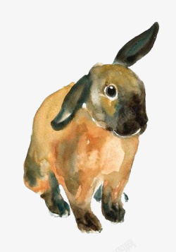 手绘水彩兔子素材