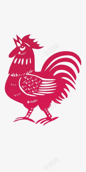红色剪纸中国风公鸡图案png免抠素材_88icon https://88icon.com 中国风 公鸡 剪纸 红色