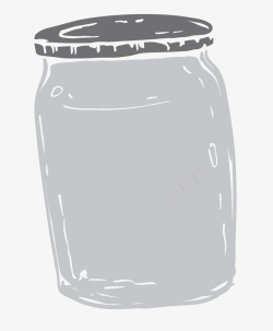 灰色手绘的罐头瓶子素材