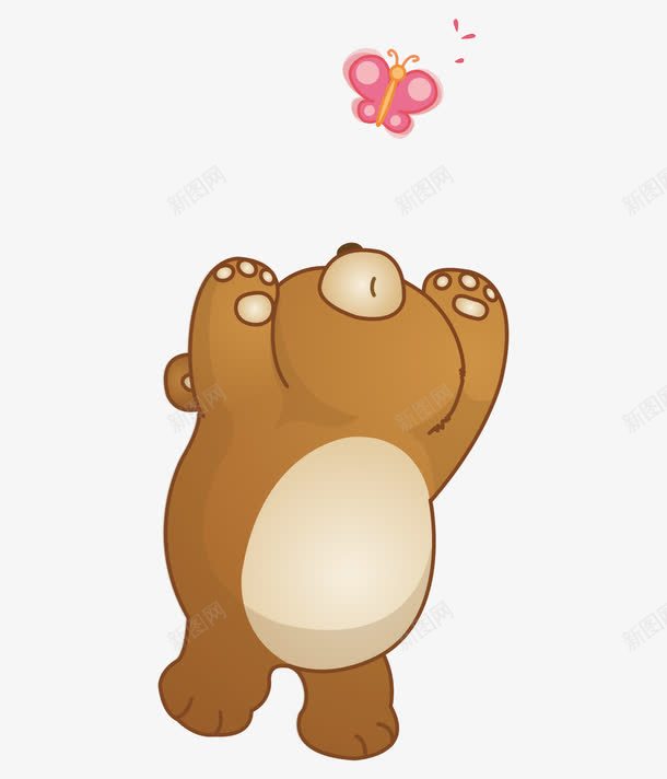 卡通手绘可爱抓蝴蝶熊png免抠素材_88icon https://88icon.com 卡通的熊 可爱的熊 平面熊素材 手绘的动物
