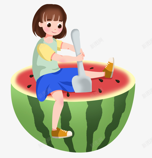 夏季夏天大暑女孩大西瓜png免抠素材_88icon https://88icon.com 夏天 夏季 大暑 大西瓜 女孩