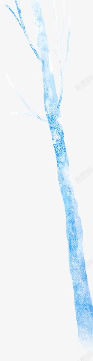 手绘蓝色树枝冬季素材