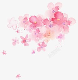 粉色梦幻漂浮花朵装饰素材