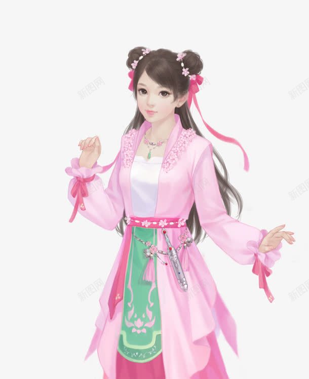 粉衣灵巧小师妹古风手绘png免抠素材_88icon https://88icon.com 古风 师妹 灵巧