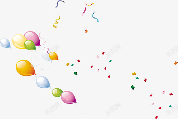 彩色彩带和气球png免抠素材_88icon https://88icon.com 彩带 彩色 彩色气球 气球 气球彩带