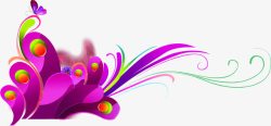 紫色时尚手绘花纹素材