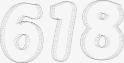 618活动字体线框图黑白灰字体素材