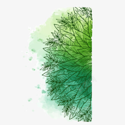 绿色手绘植物矢量图素材