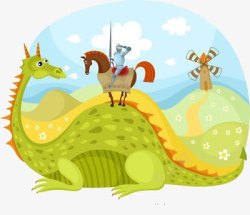 卡通版里的恐龙背上的骑士素材