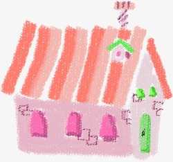 粉色浪漫手绘小屋素材
