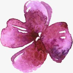 手绘水彩紫色大花素材