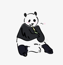 手绘简笔可爱大熊猫矢量图素材