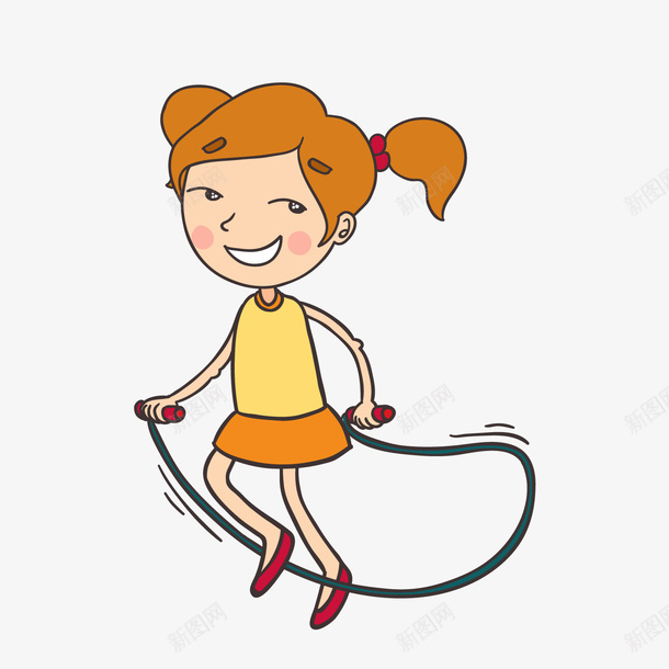 跳绳卡通女孩png免抠素材_88icon https://88icon.com 卡通人物 卡通女孩 背景装饰 跳绳女孩 运动女孩