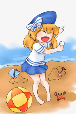 夏日大海沙滩儿童玩耍素材