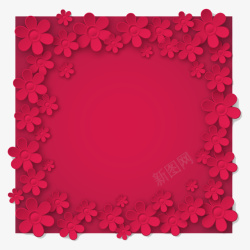 卡通手绘红色立体花朵装饰素材