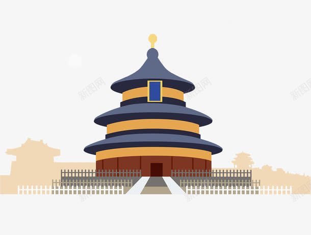 扁平风中国风寺庙png免抠素材_88icon https://88icon.com 中国风寺庙 寺庙 庙宇 建筑 扁平风