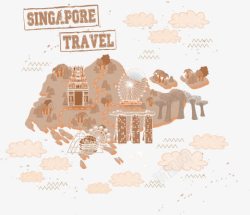 新加坡游乐园景点分布矢量图素材