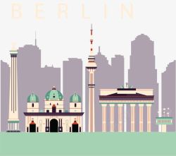 德国柏林城市旅游矢量图素材