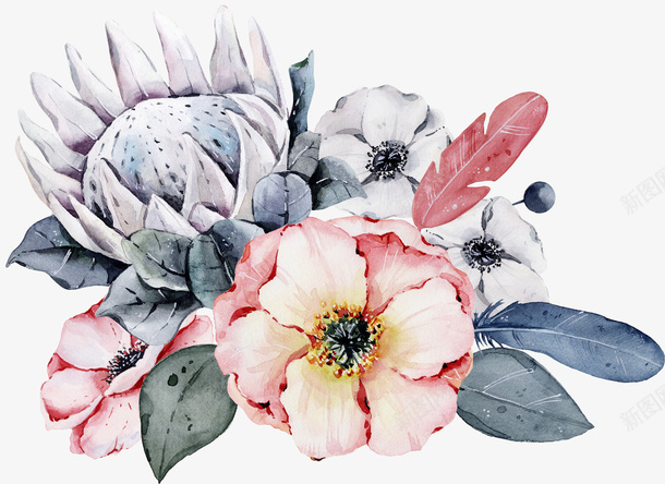 手绘水彩小清新花朵png免抠素材_88icon https://88icon.com 创意 卡通手绘 唯美 小清新 水彩 花卉 花朵 装饰