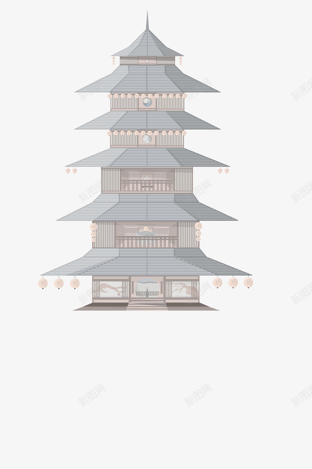 古典建筑高楼商业插图psd免抠素材_88icon https://88icon.com 古典 古风 建筑 插图