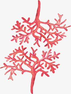 红色手绘珊瑚花纹矢量图素材