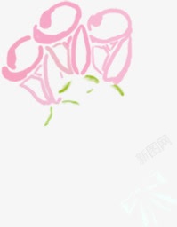 手绘粉色玫瑰花图素材