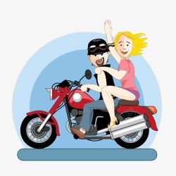 男女骑摩托素材