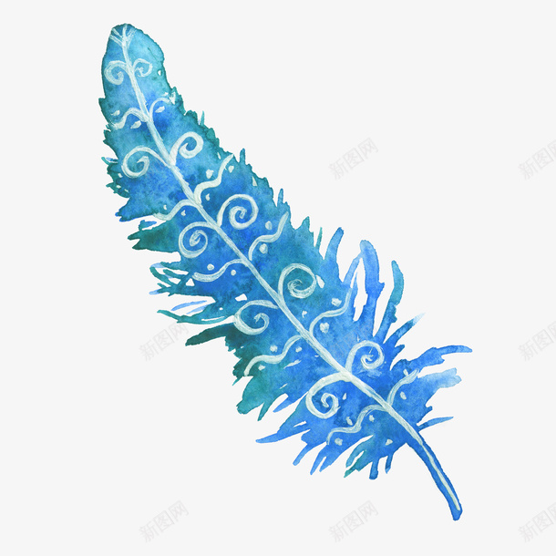 蓝色的羽毛png免抠素材_88icon https://88icon.com PNG素材 手绘 羽毛 蓝色