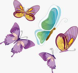 紫色花纹和蓝色蝴蝶矢量图素材