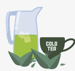 扁平化绿茶茶饮矢量图素材