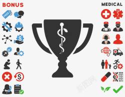 医疗救护车扁平标志素材