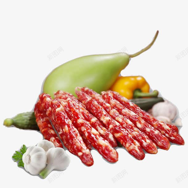 腊肠和蔬菜png免抠素材_88icon https://88icon.com 产品实物 烤肠 红色 肉 食品 香肠