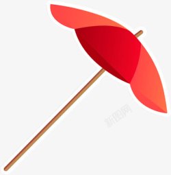创意手绘质感红色的遮阳伞素材