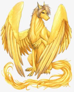 黄色带翅膀小马素材