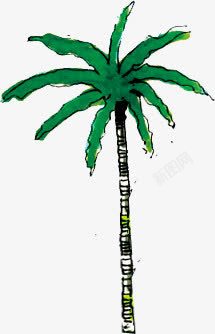 手绘创意合成绿色的椰子树素材