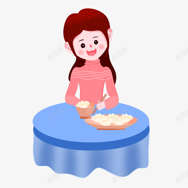 过节吃饺子元素png免抠素材_88icon https://88icon.com 人物 过节 餐桌 饺子