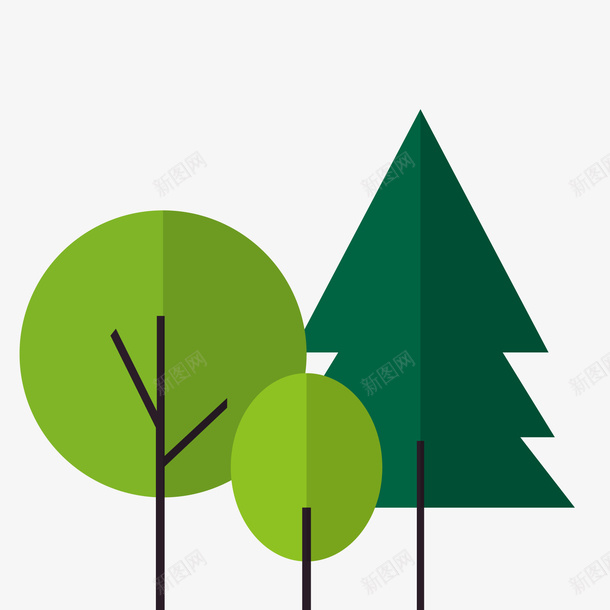卡通扁平化树木矢量图ai免抠素材_88icon https://88icon.com 创意 卡通 扁平化 树木设计 植物设计 矢量图