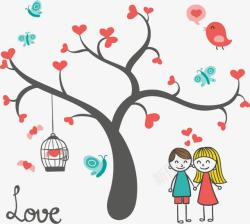 通爱心树与情侣素材