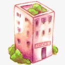 粉色彩绘建筑png免抠素材_88icon https://88icon.com 建筑 彩绘 粉色