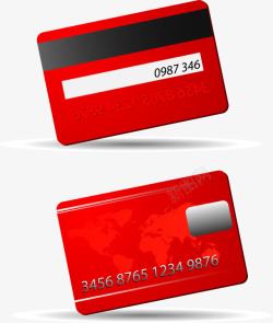 手绘红色银行卡矢量图素材