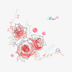 手绘红色花朵矢量图素材