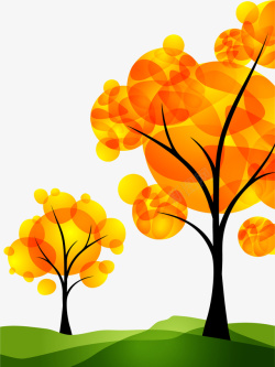 卡通手绘秋天树矢量图素材