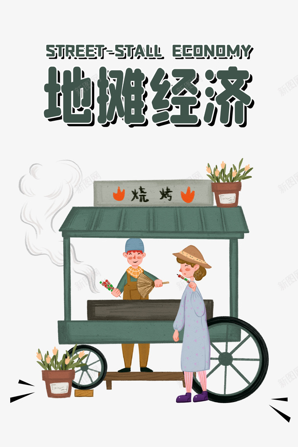 地摊经济烧烤小摊元素psd免抠素材_88icon https://88icon.com 元素 卡通人物 地摊经济 手绘元素 烧烤字体 烧烤小摊