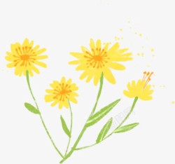 手绘黄色花朵清新植物素材