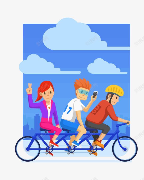 三个骑着自行车的青少年png免抠素材_88icon https://88icon.com 自行车 装饰图案 运动 青少年